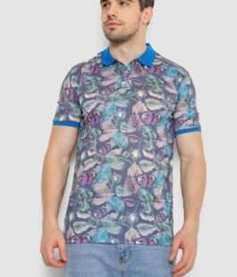 Поло мужское с принтом, цвет серо-синий, 247R314