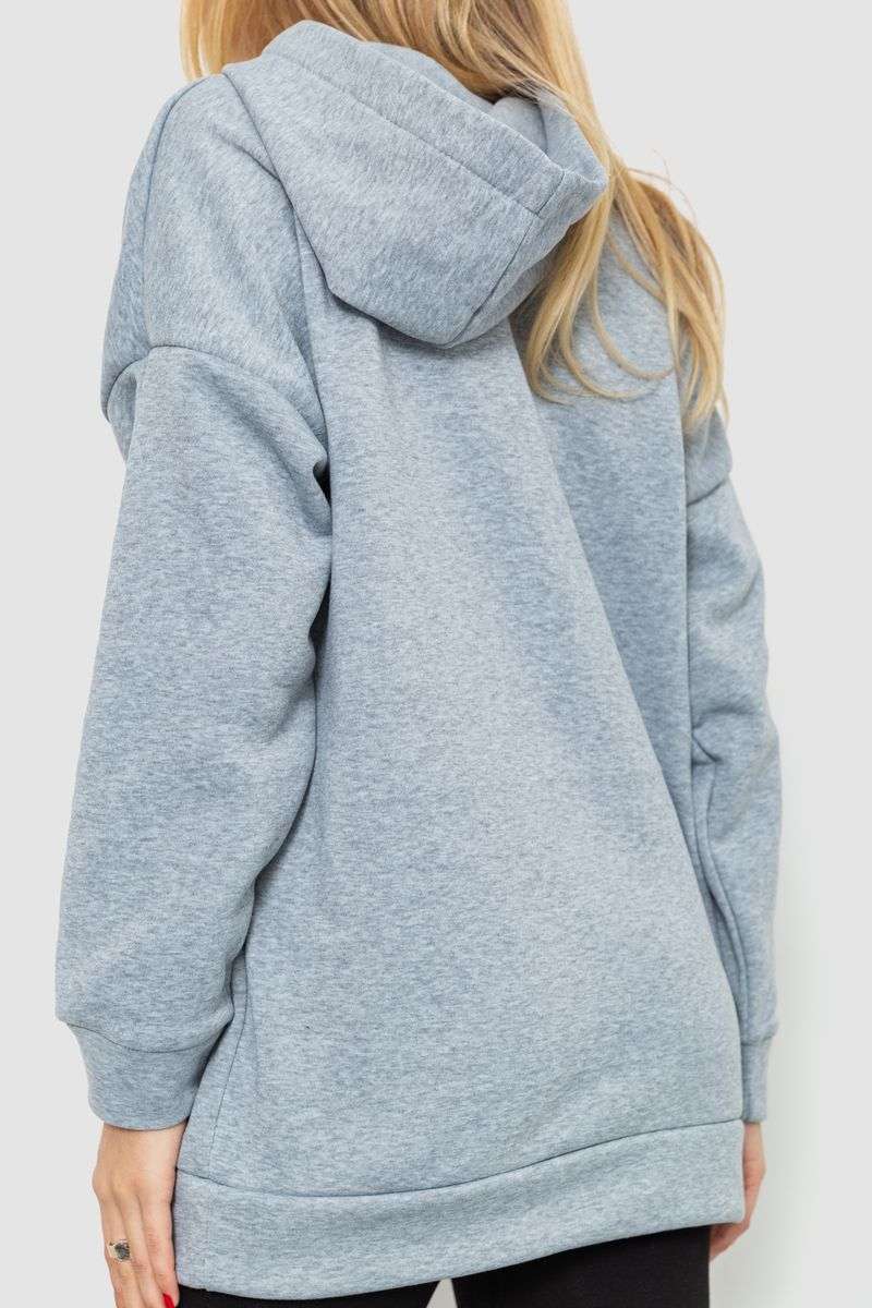 Худи женский на флисе, цвет светло-серый, 214R204 — изображение 4