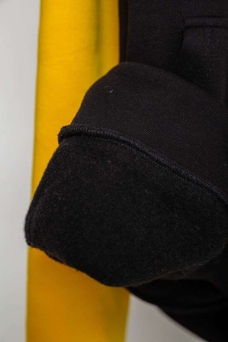 Худи женский трехнитка на флисе, цвет черно-желтый, 102R364-1 — изображение 7