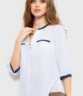 Блуза классическая, цвет бело-синий, 230R051