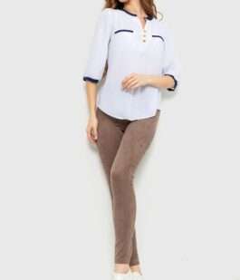 Блуза классическая, цвет бело-синий, 230R051