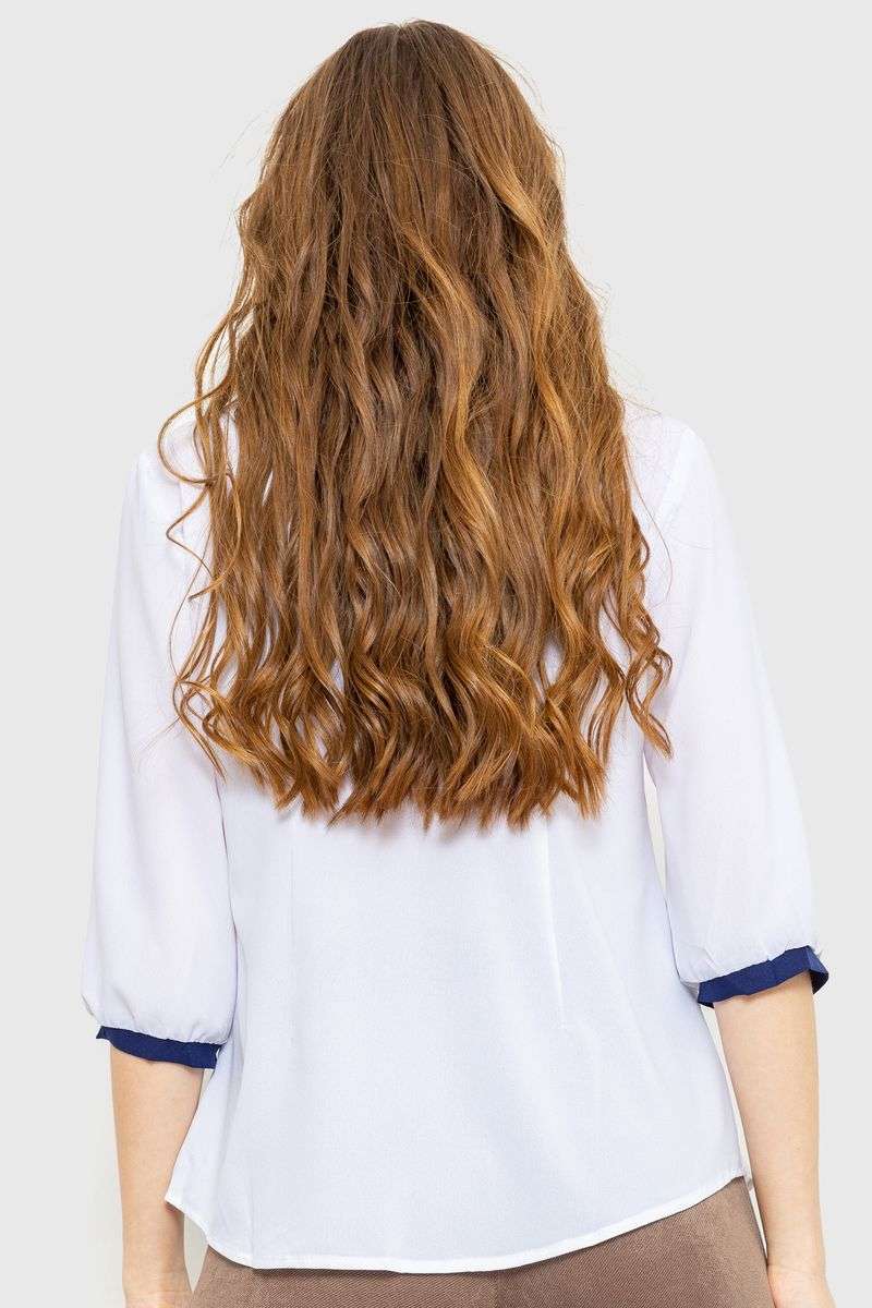 Блуза классическая, цвет бело-синий, 230R051 — изображение 4