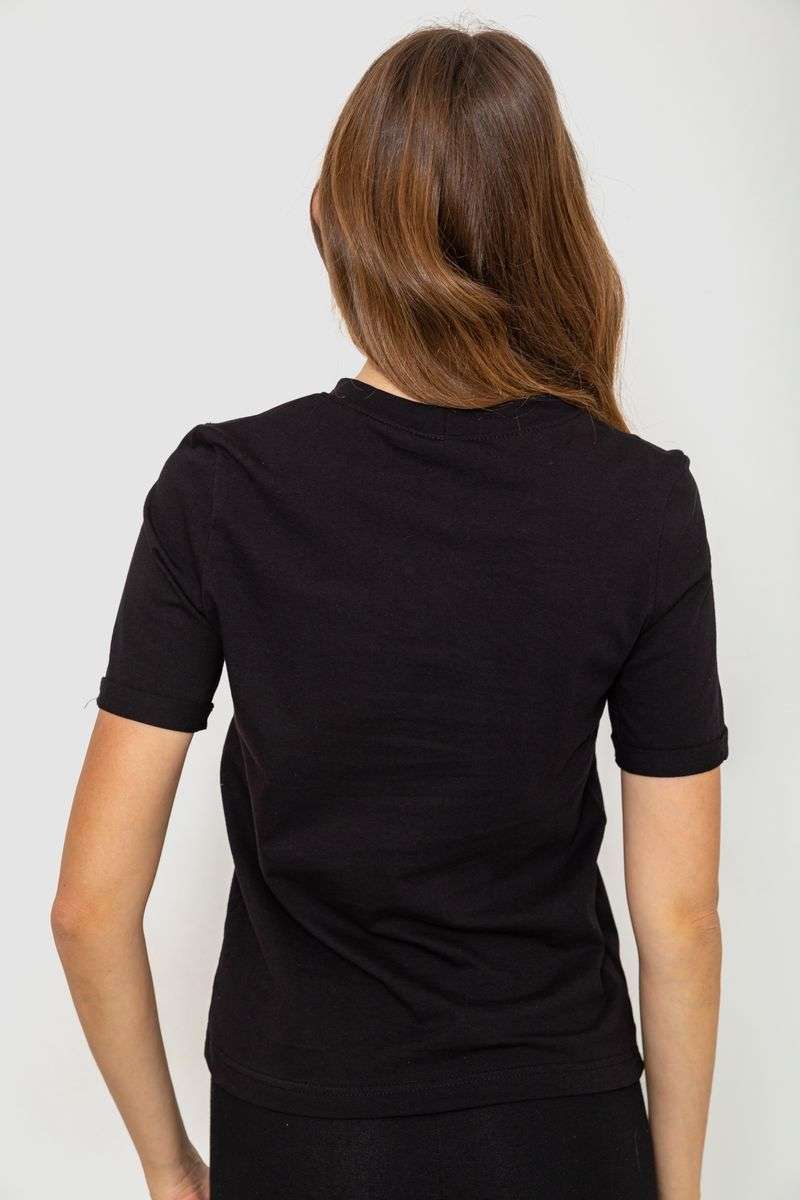 Футболка женская с принтом, цвет черный, 241R124 — изображение 4