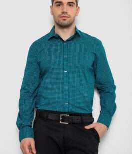 Рубашка мужская с длинным рукавом, цвет зеленый, 214R7470