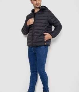 Демисезонная мужская куртка на синтепоне, цвет черный, 247R5070