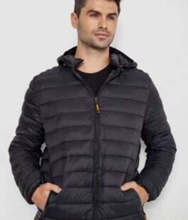 Демисезонная мужская куртка на синтепоне, цвет черный, 247R5070