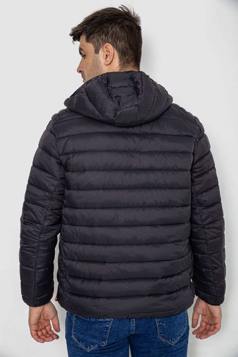Демисезонная мужская куртка на синтепоне, цвет черный, 247R5070 — изображение 4