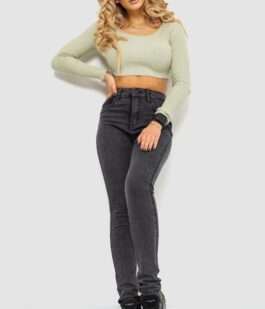 Джинсы женские стрейч, цвет темно-серый, 214R1452