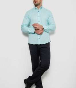 Рубашка мужская однотонная, цвет голубой, 214R7076