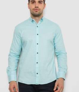 Рубашка мужская однотонная, цвет голубой, 214R7076