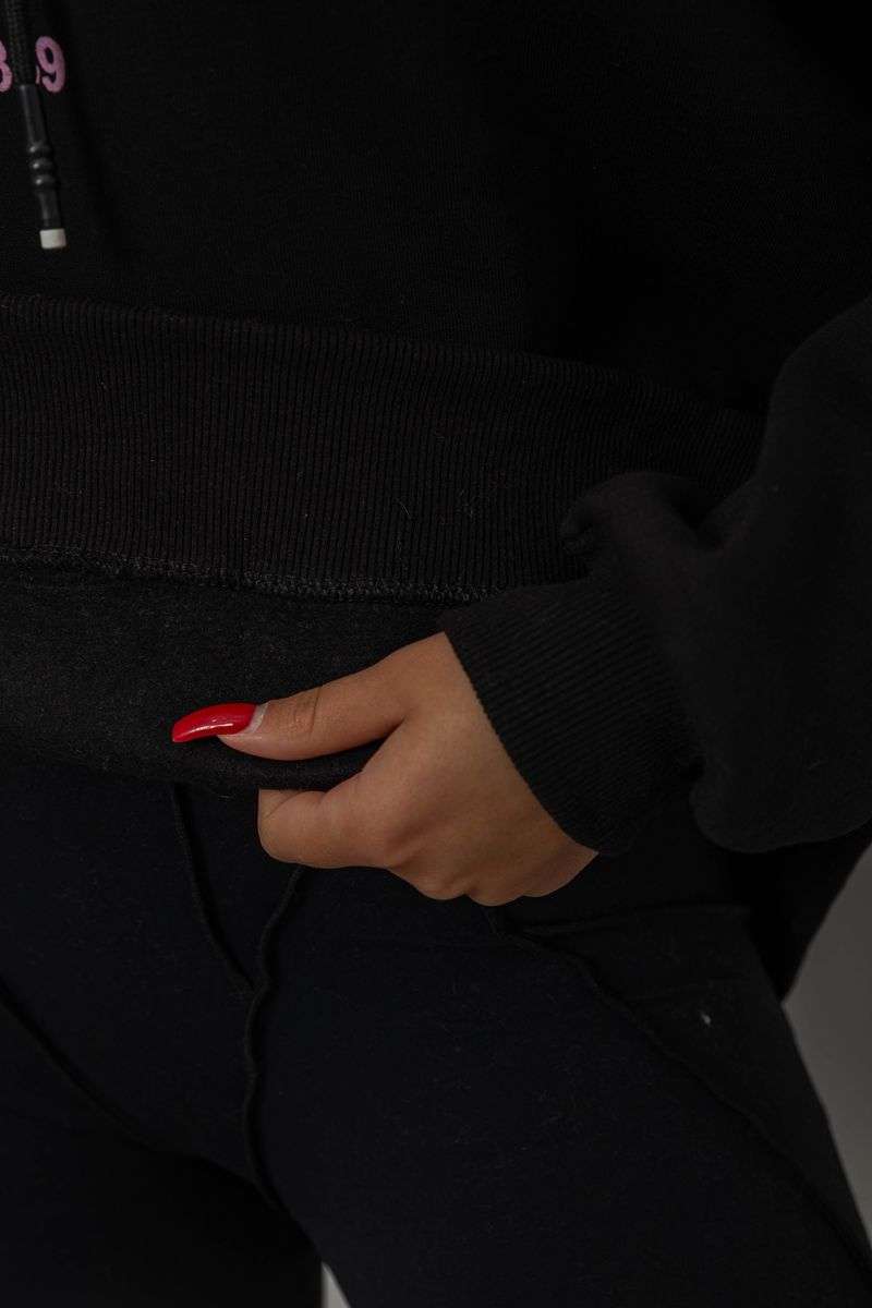 Худи женский утепленный, цвет черный, 244RK707 — изображение 7