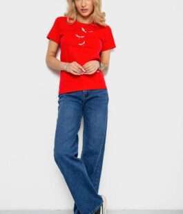 Футболка женская с принтом, цвет красный, 238R555