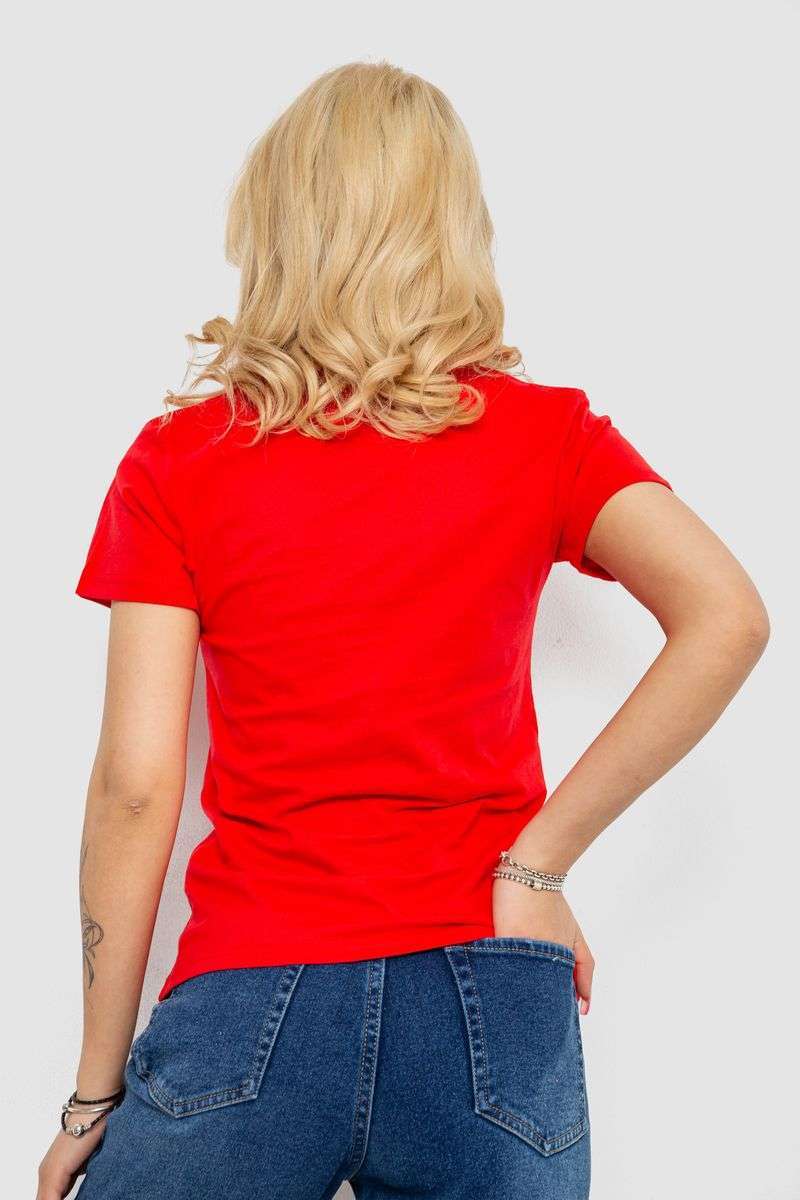 Футболка женская с принтом, цвет красный, 238R555 — изображение 4