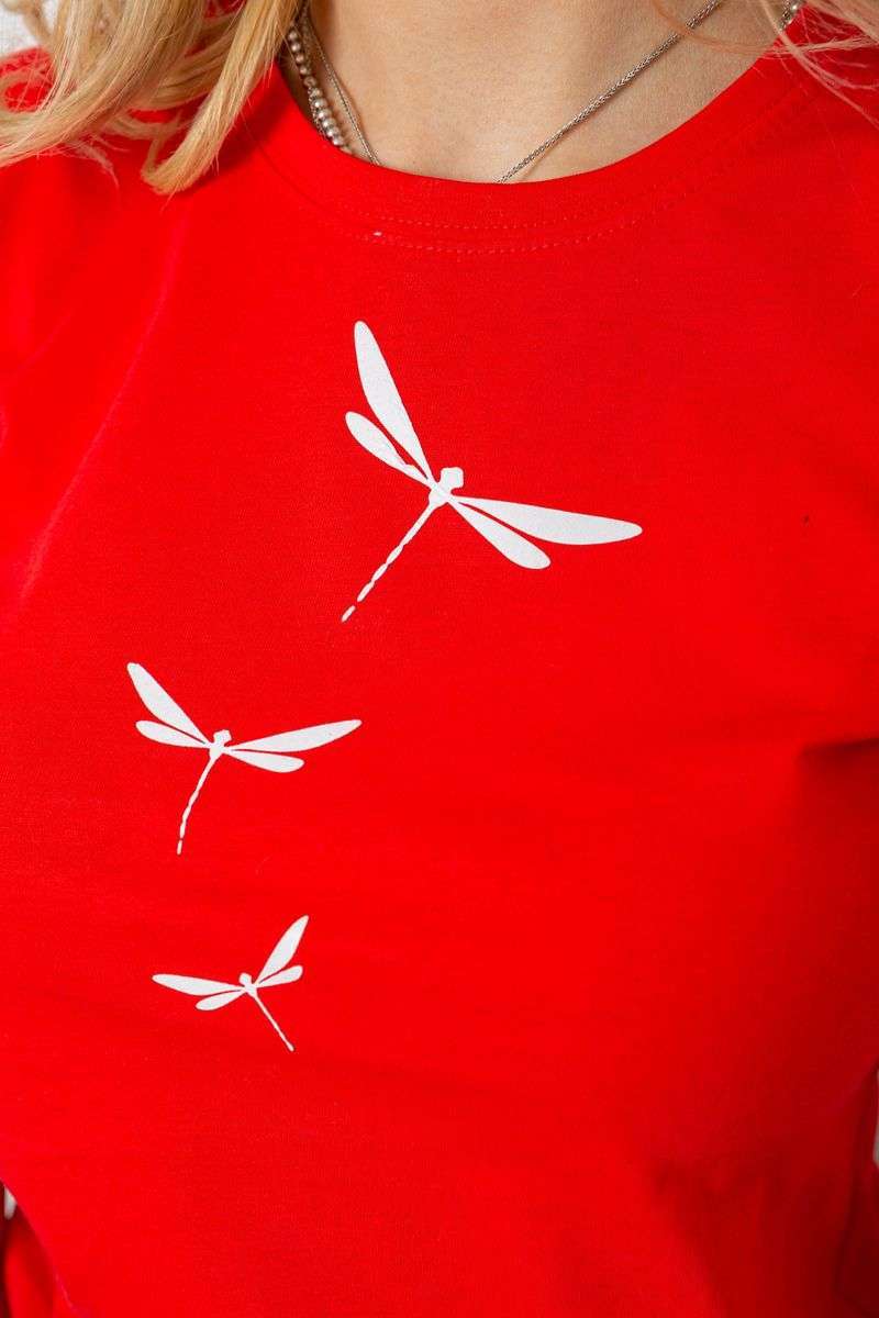 Футболка женская с принтом, цвет красный, 238R555 — изображение 5