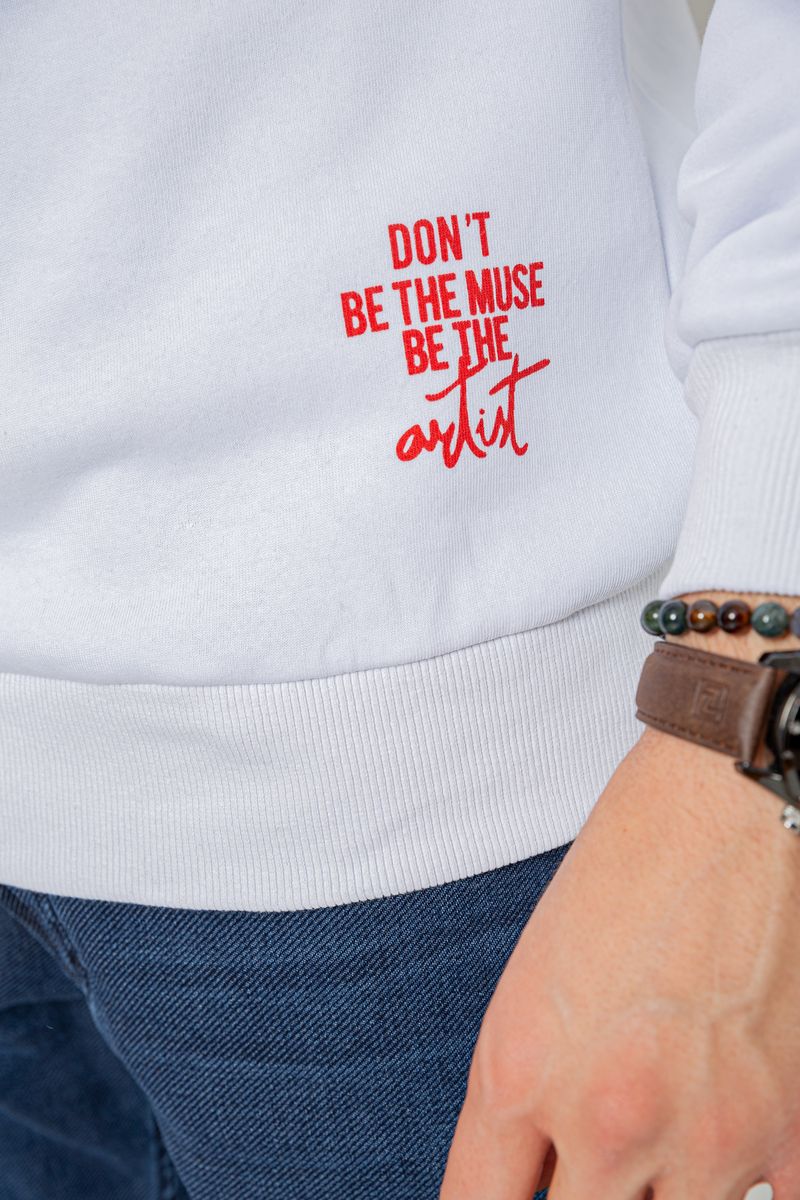 Батник мужской на флисе, цвет белый, 247R016 — изображение 5