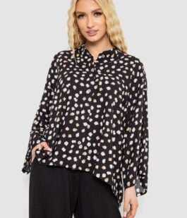 Рубашка женская свободного кроя с принтом, цвет черный, 102R5228-1