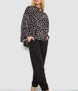 Рубашка женская свободного кроя с принтом, цвет черный, 102R5228-1