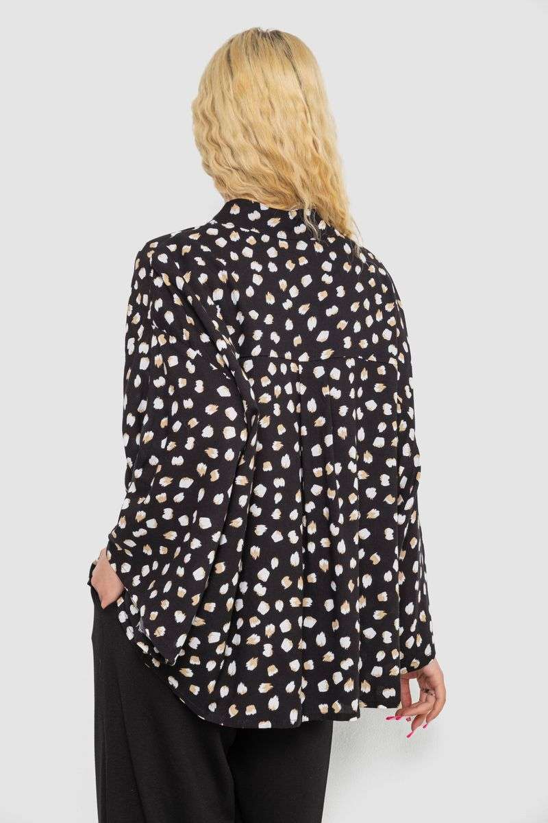 Рубашка женская свободного кроя с принтом, цвет черный, 102R5228-1 — изображение 4
