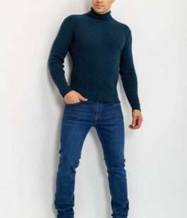 Свитер-гольф мужской, цвет джинс, 161R892