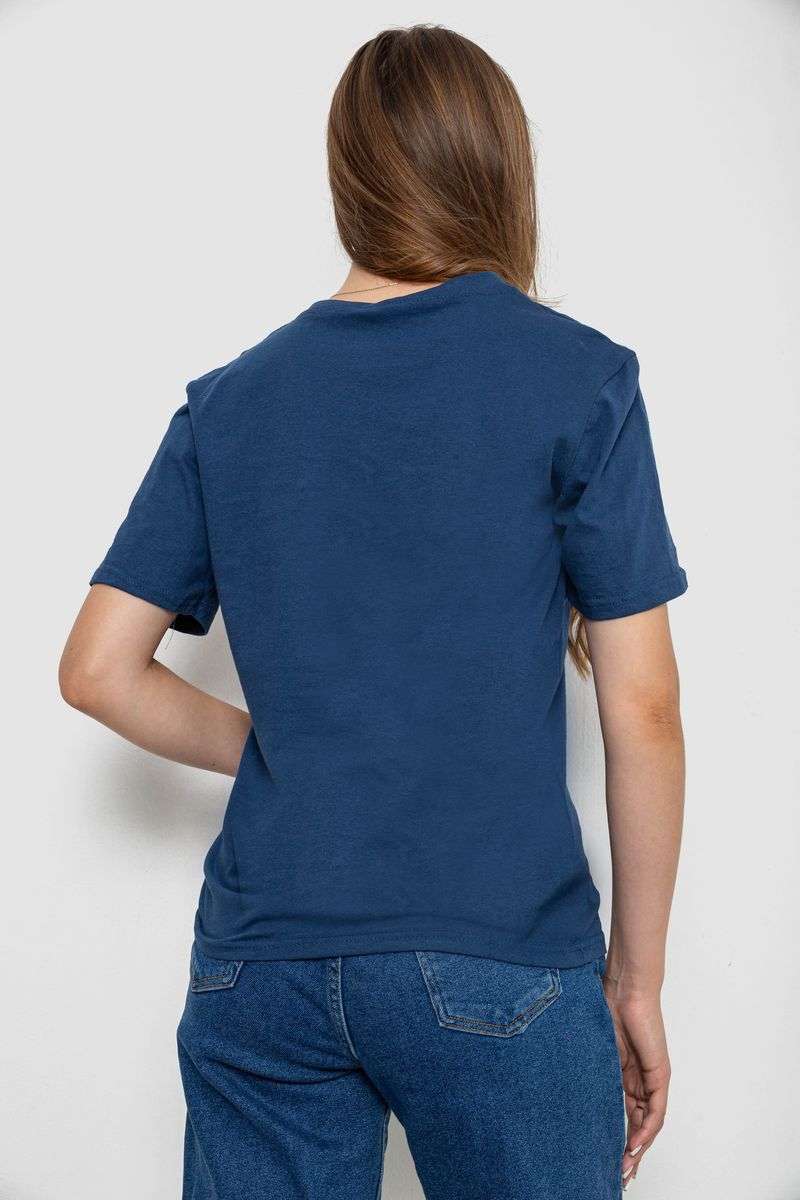 Футболка женская однотонная, цвет синий, 238R112 — изображение 4
