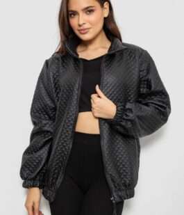 Бомбер женский с принтом, цвет черный, 257R72-1