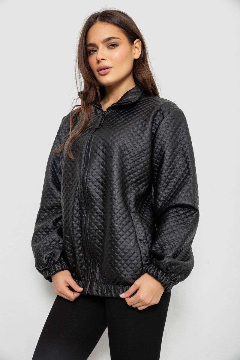 Бомбер женский с принтом, цвет черный, 257R72-1 — изображение 4