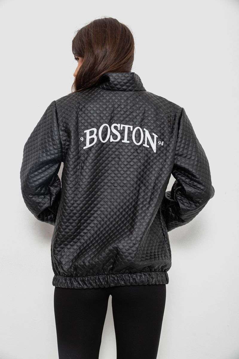 Бомбер женский с принтом, цвет черный, 257R72-1 — изображение 5