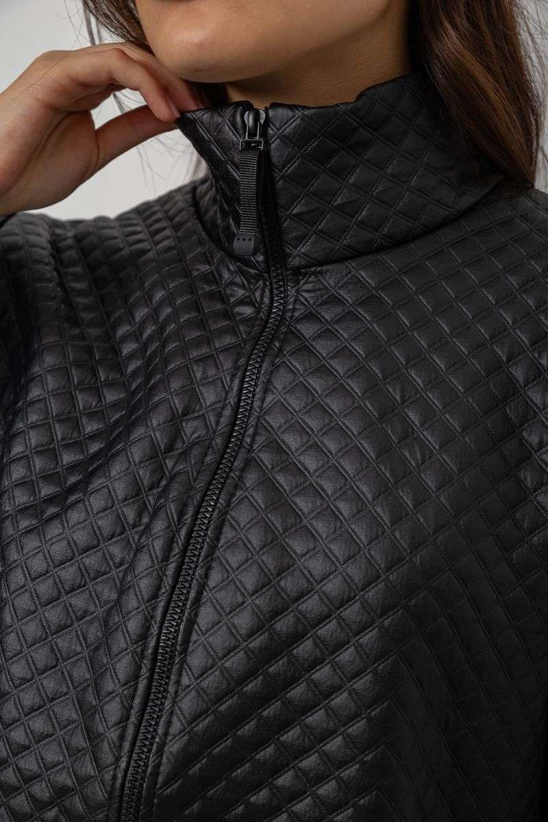 Бомбер женский с принтом, цвет черный, 257R72-1 — изображение 6