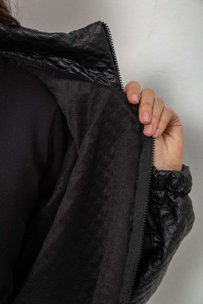 Бомбер женский с принтом, цвет черный, 257R72-1 — изображение 8