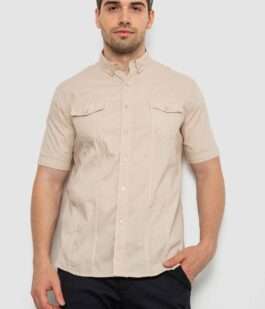 Рубашка мужская однотонная, цвет бежевый, 214R6917-2