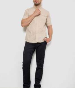 Рубашка мужская однотонная, цвет бежевый, 214R6917-2