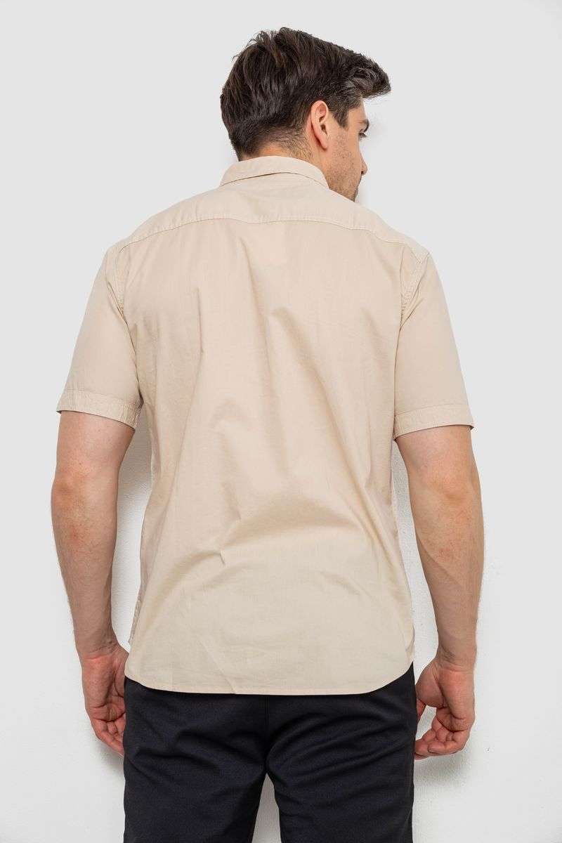 Рубашка мужская однотонная, цвет бежевый, 214R6917-2 — изображение 4