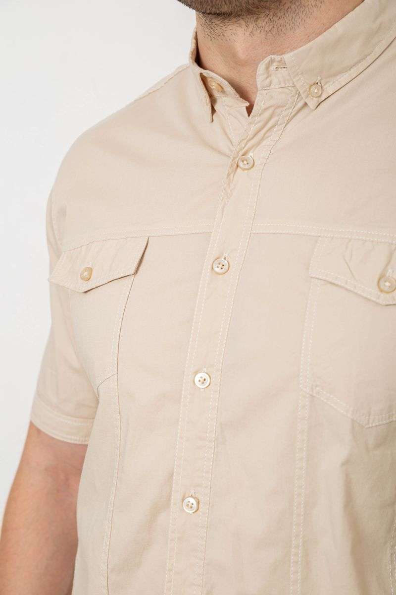 Рубашка мужская однотонная, цвет бежевый, 214R6917-2 — изображение 5