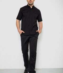 Рубашка мужская однотонная, цвет черный, 214R6917-2