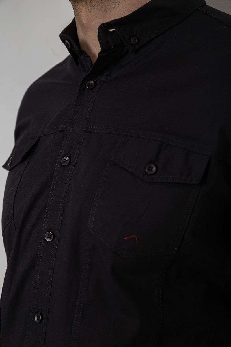 Рубашка мужская однотонная, цвет черный, 214R6917-2 — изображение 5