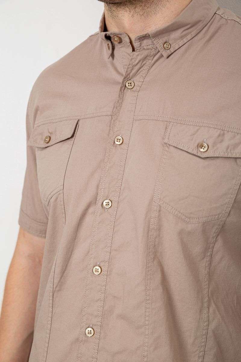 Рубашка мужская однотонная, цвет мокко, 214R6917-2 — изображение 5