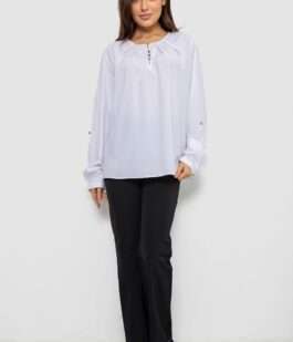 Блуза однотонная, цвет белый, 230R1122-6