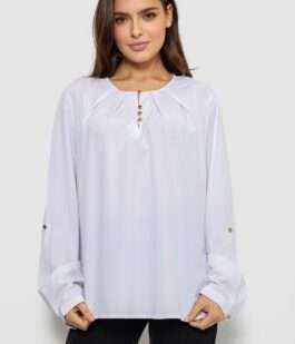 Блуза однотонная, цвет белый, 230R1122-6