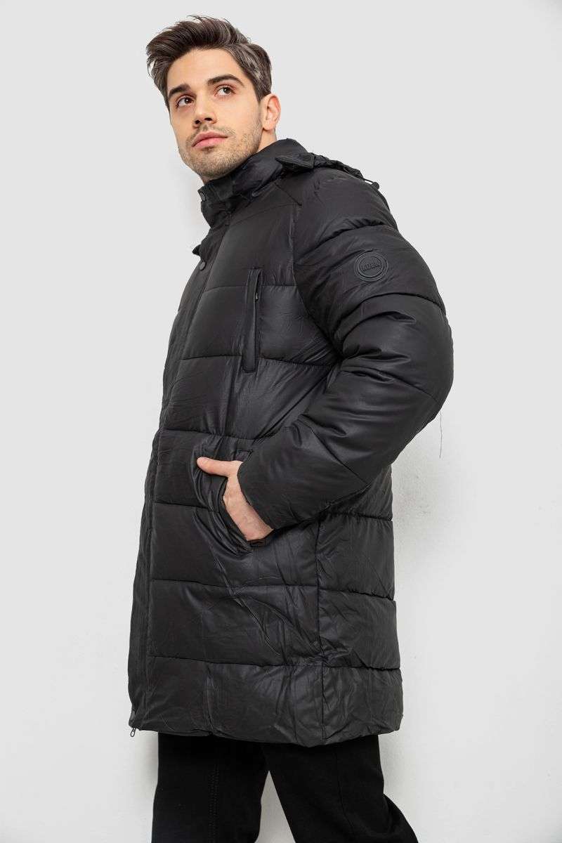 Куртка мужская зимняя удлиненная, цвет черный, 244RH76-10 — изображение 4