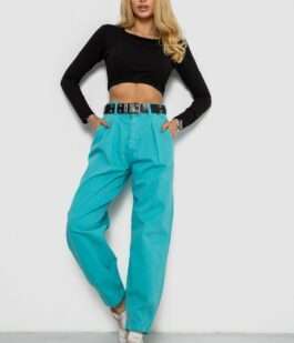 Джинсы женские баллоны, цвет бирюзовый, 250R00276