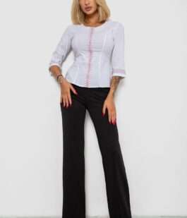 Блуза классическая с вышивкой, цвет белый, 230R03-1