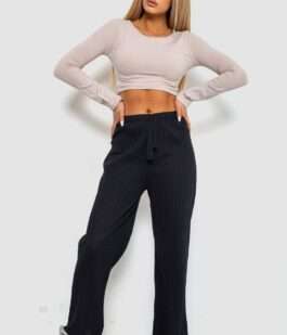 Штаны женские в рубчик, цвет черный, 238R57853