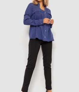 Блуза женская в горох, цвет синий, 102R306