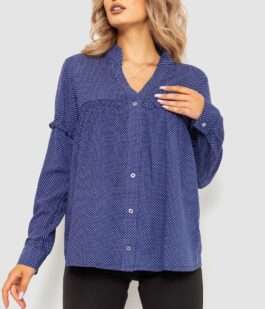 Блуза женская в горох, цвет синий, 102R306