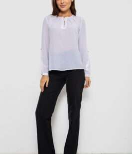 Блуза однотонная, цвет белый, 230R1122-5