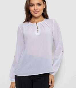 Блуза однотонная, цвет белый, 230R1122-5