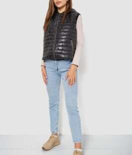 Жилетка женская дутая, цвет черный, 102R380