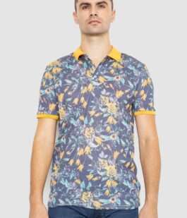Поло мужское с принтом, цвет желто-синий, 247R310