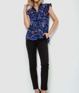 Блуза с цветочным принтом, цвет синий, 244R194