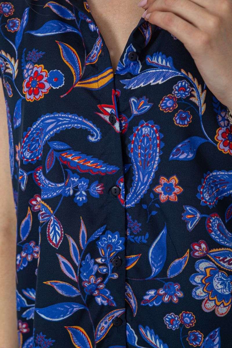 Блуза с цветочным принтом, цвет синий, 244R194 — изображение 5